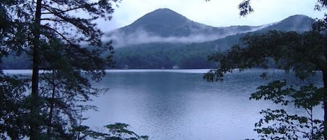 View of Charlie Mountain and the main Lake from the wrap-around front porch