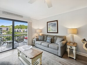 Living Room with Private Balcony at 152 Island Club