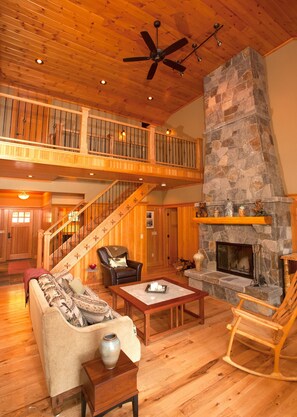 Great room with view of upstairs level