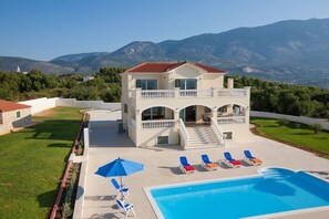 View of back of Villa and Mount Ainos