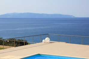 The island of Zakynthos as seen from the pool