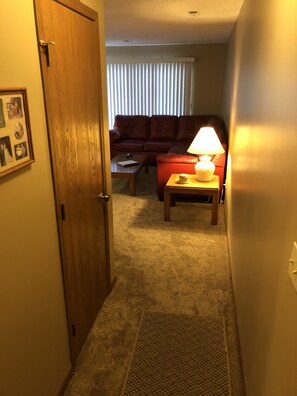Entrance hallway into living room