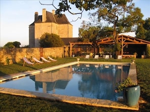 Pool with chateau in background