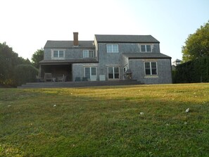 Looking up from the pond's edge  to the house.