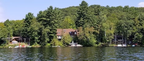 View of the cottage from out on the lake.