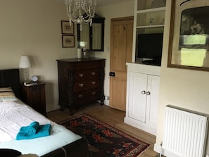Double bedroom en- suite shower room, Fitted wardrobe antique furniture TV 