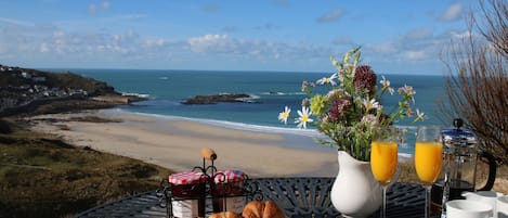 Breakfast on the terrace overlooking Whitesand Bay
