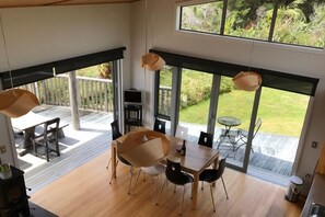 Living and dining area from loft