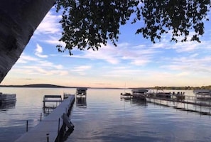 Shallow, sandy bottom waters. Pier with ladder and great swimming!!