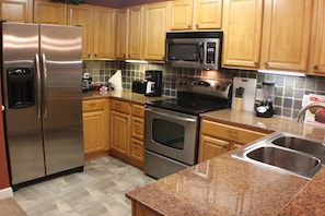 Great kitchen. Large and equipped with everything you need to cook a meal