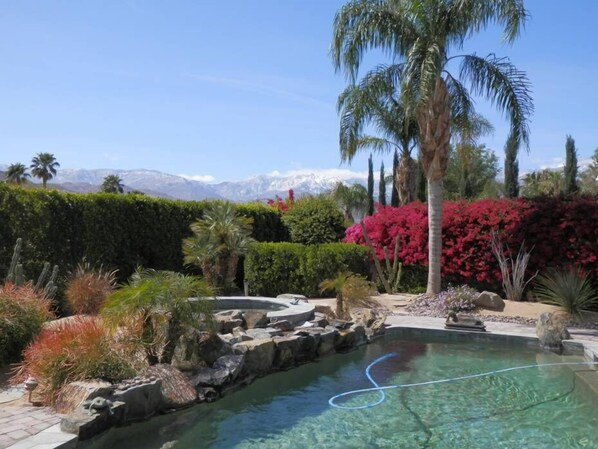 The pool and spa early in the day.