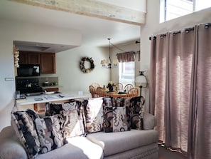 Open, airy living spaces with lots of natural light.