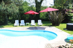 Relaxing by the pool