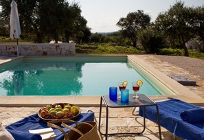 Relaxing by the pool.