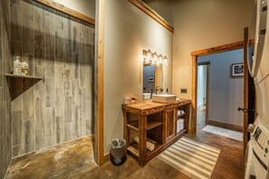 Large bath with walk-in tile shower