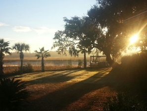 Sunsets over the water.