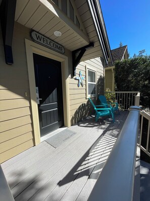 A photo of the front entrance to the cottage.