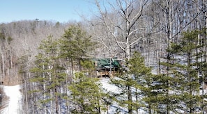 Drone captures winter pic of cabin 