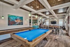 Enjoy quality friends & family time around the Pool table and Shuffleboard table