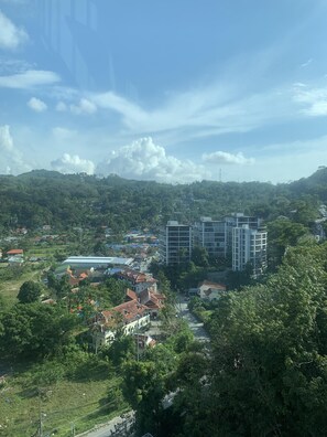 View from the unit onto the back of the unit and onto the surrounding mountains