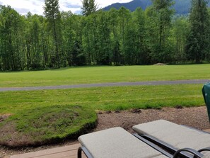 Looking out at the 9th fairway from your deck