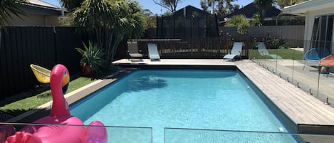 Pool view from the outdoor area. 