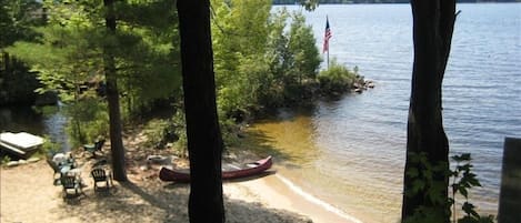 View of beach from cabin deck.