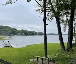 View from the deck with lower lake front private lawn