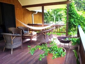 Front deck - complete with hammock! Perfect place to read, doze off to sleep and dream...........