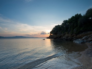 Megali Amos beach at sunset just a 5 min walk from the villa down a small track