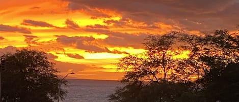 View from the end of our front walkway -
sunset at Kamaole 3 Beach Park