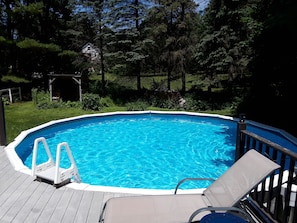 Pool.  4' deep. NOT HEATED.  
Open Memorial Day - Labor Day weekend.  