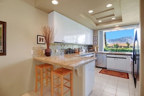 Another Kitchen Angle with the West facing mountain view right out your window.