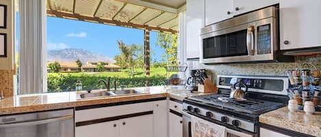 All the amenities and more in your Granite/Stainless  Gas Kitchen. What a view!