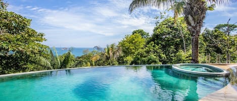 Palm trees, a grand infinity pool and a astonishing view of the Pacific ocean