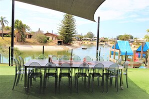 Family sized table with 16 chairs.  We also supply heaps of crockery/cutlery