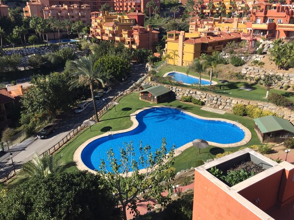 View from the terrace
of this complex's pool