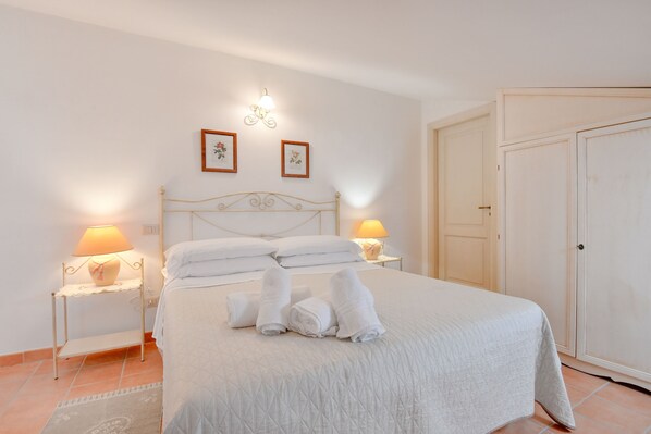 Double bedroom on upper floor in attic style sloping ceiling and ensuite