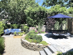 Garden as seen from living room steps.