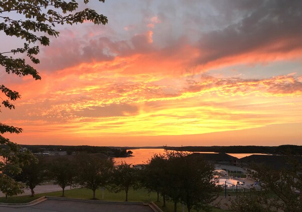 Enjoy beautiful sunsets of the lake from the comfort of the deck.