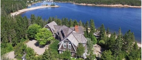 This is our Schoodic Peninsula Retreat, with Bunker's harbor in the background.