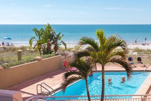 View of Gulf & Heated Pool Below Balcony