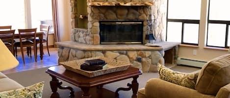 River Rock Fireplace with Rocks taken from the Ranch!