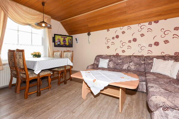 Wohnzimmer mit integriertem Küchenbereich