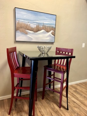 Cozy bar height dining table for 2!