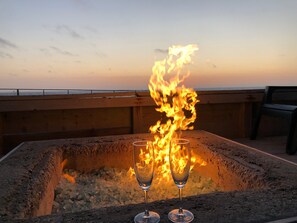 Firepit at sunset . 