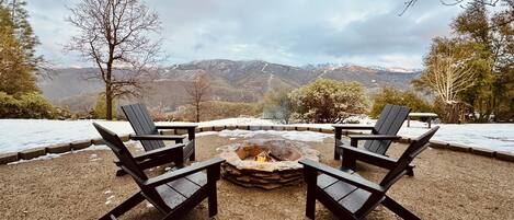 Fire pit overlooking the mountains