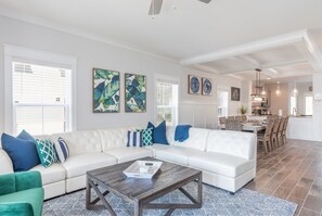 Beautiful living room with a lot of seating