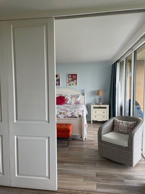 Master Bedroom With sliding doors partially closed