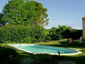 vue piscine et jardin